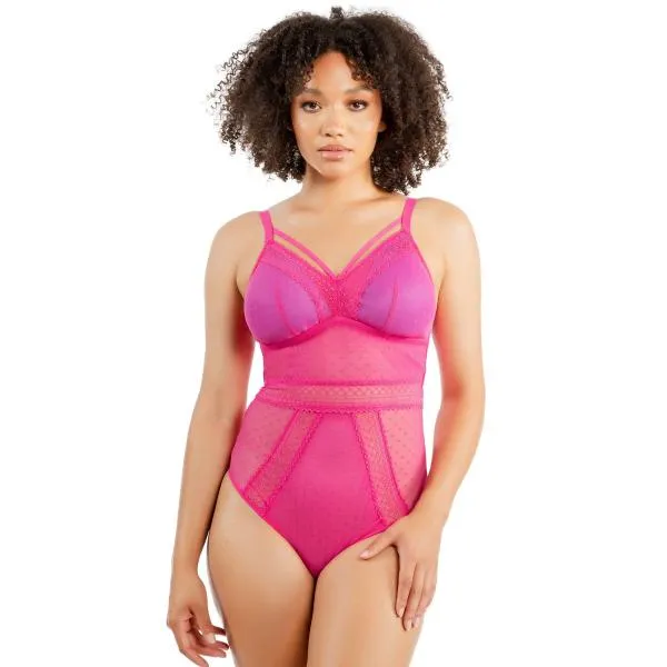 Mia Dot Wire-free Bodysuit - Bright Pink -