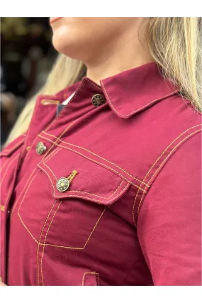 Modfather Clothing - Women's Twill Maroon Peach Hart  - Trucker Jacket