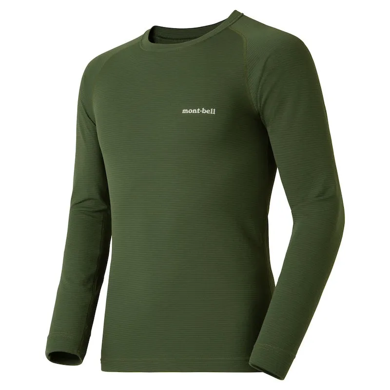 Montbell Base Layer Men's ZEO-LINE Middle Weight Crew Round Neck Long Sleeve Black Dark Green 1107704