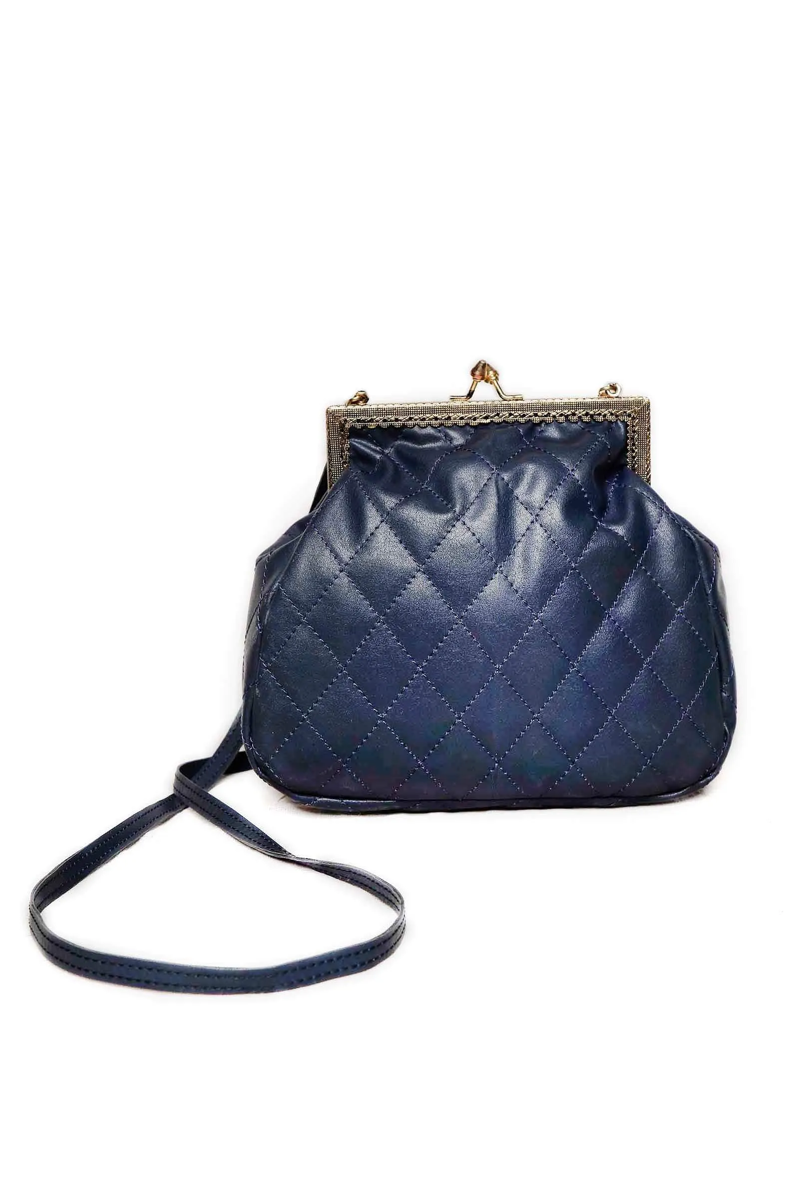 Navy Quilted Cruelty-Free Leather Bag