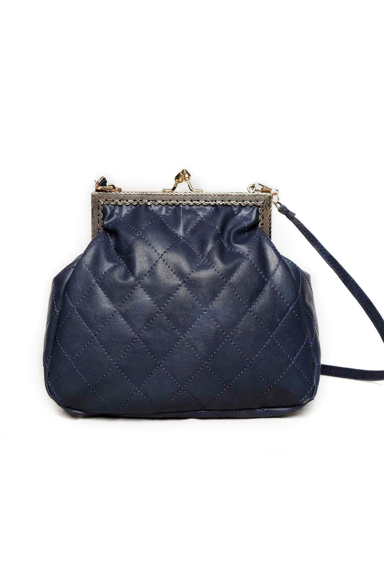 Navy Quilted Cruelty-Free Leather Bag