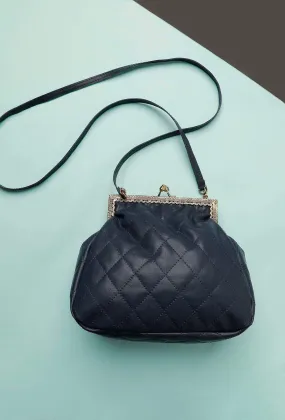 Navy Quilted Cruelty-Free Leather Bag