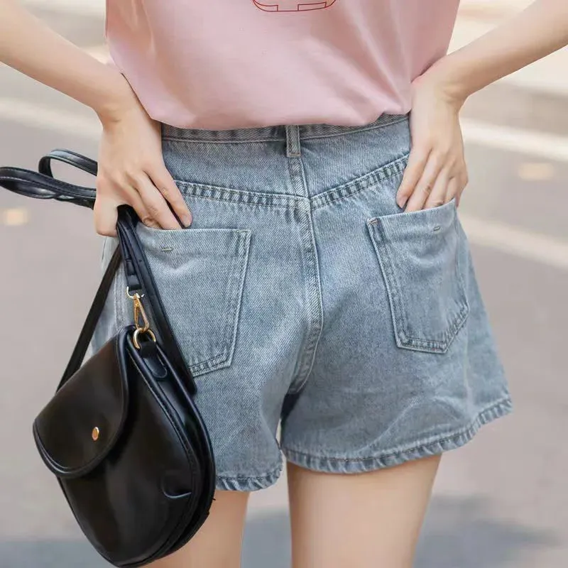 New Casual Korean Style Classic High Waist Jeans Streetwear Shorts