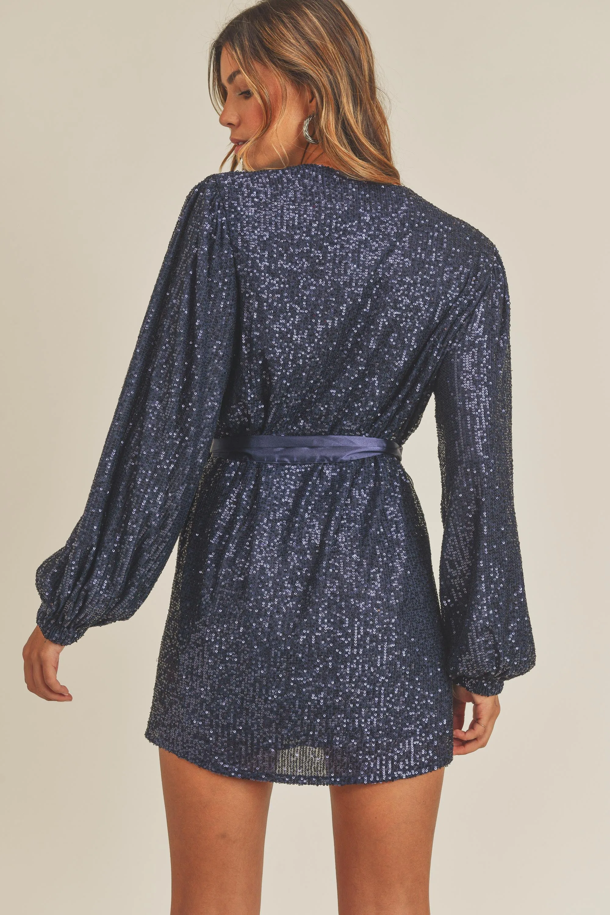 NOOR SEQUIN WRAP DRESS