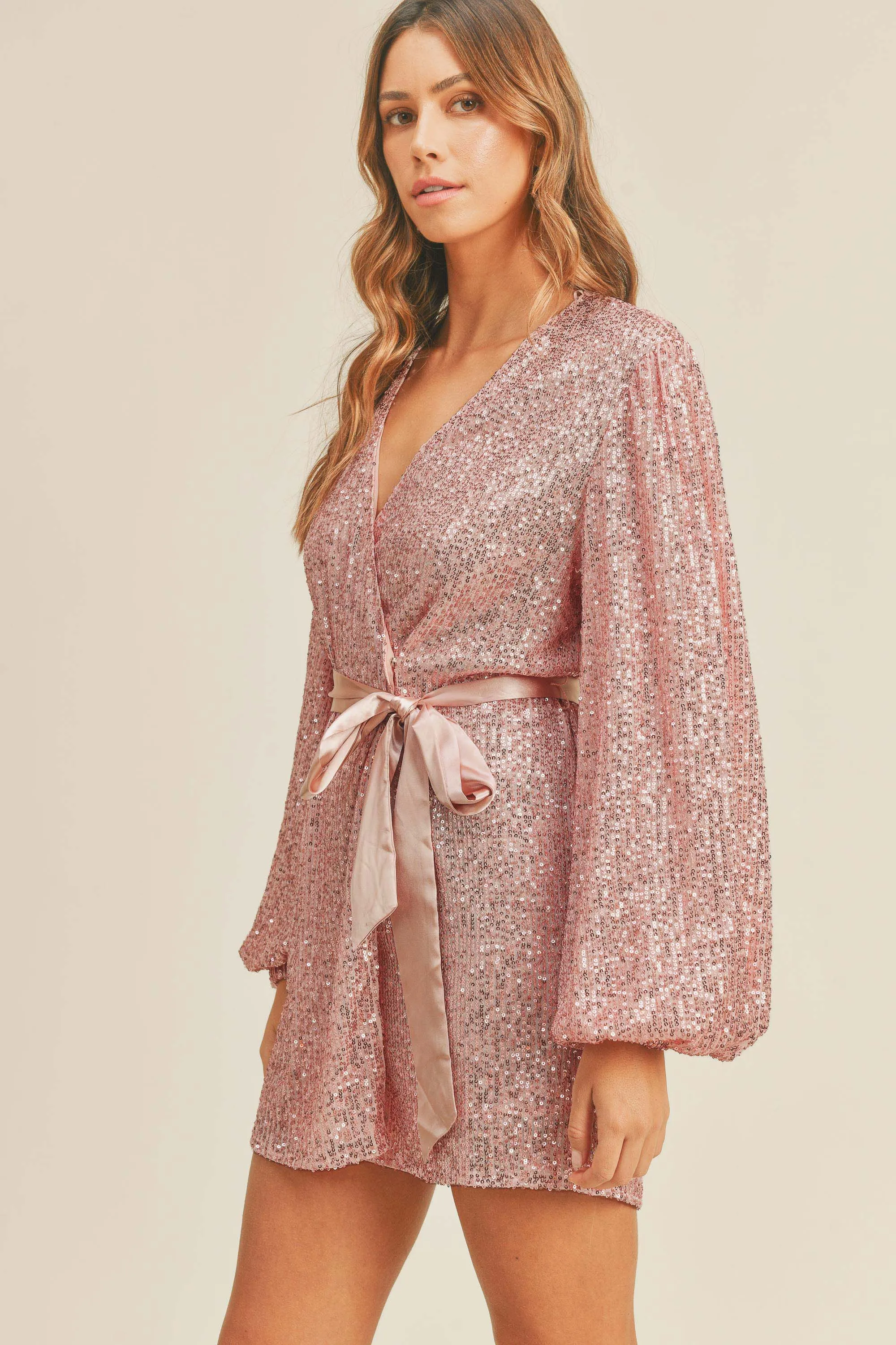 NOOR SEQUIN WRAP DRESS