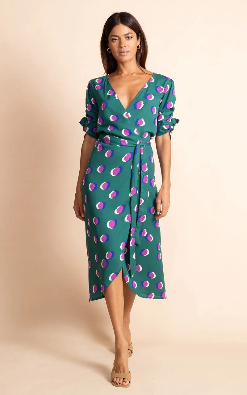 Olivera Midi Dress | Dancing Leopard | Purple Dotty