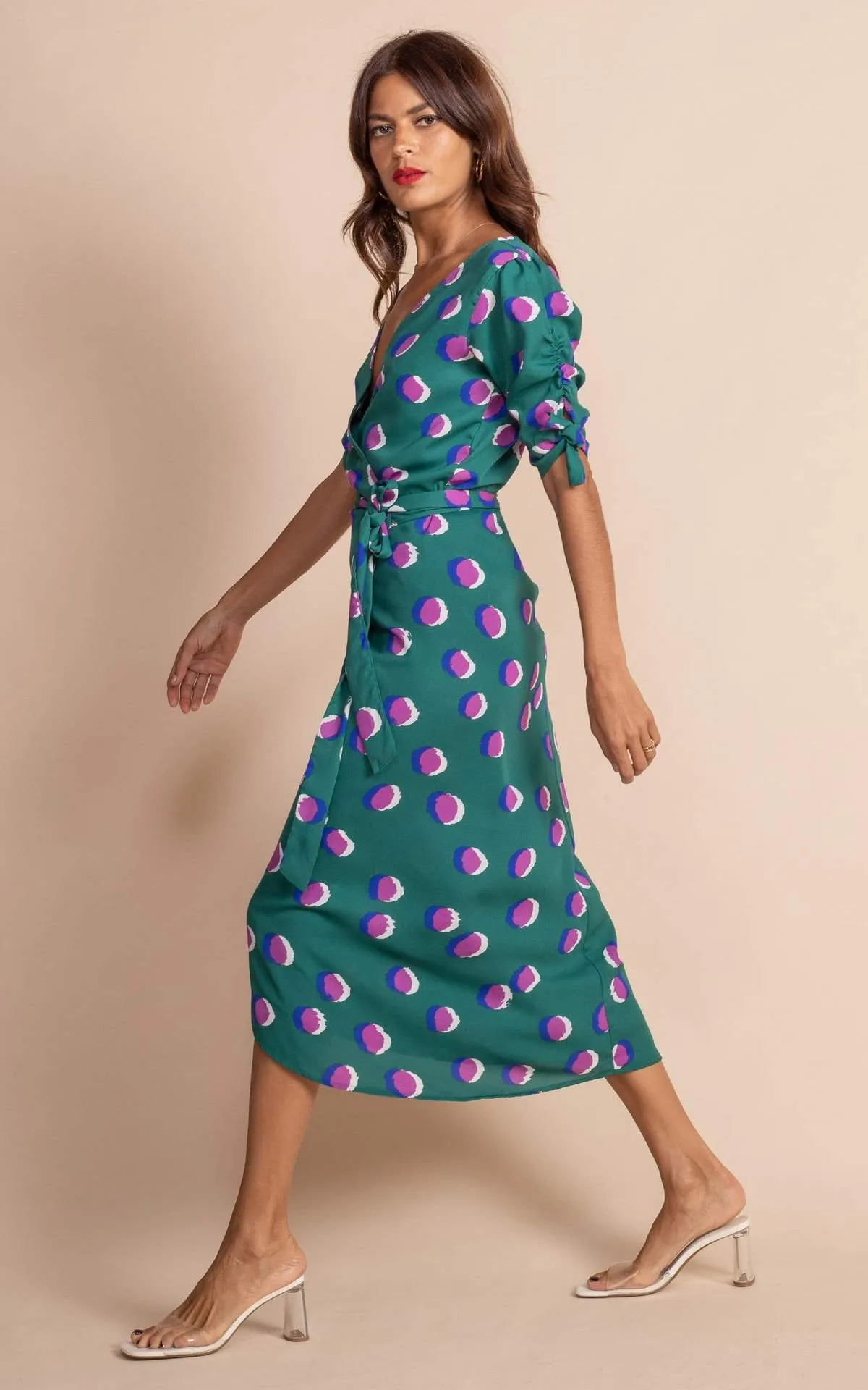 Olivera Midi Dress | Dancing Leopard | Purple Dotty