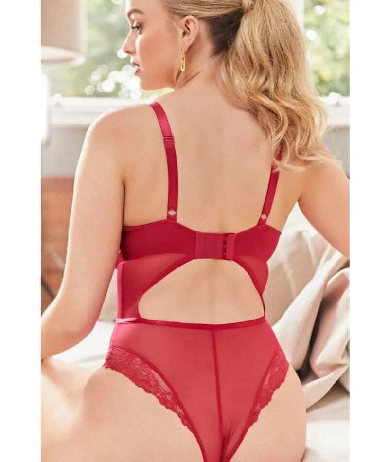 Panache Selena Underwire Plunge Bodysuit - Ruby Red