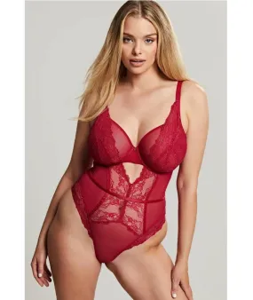 Panache Selena Underwire Plunge Bodysuit - Ruby Red