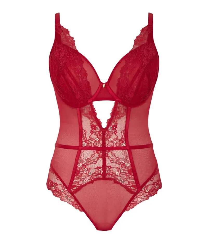 Panache Selena Underwire Plunge Bodysuit - Ruby Red