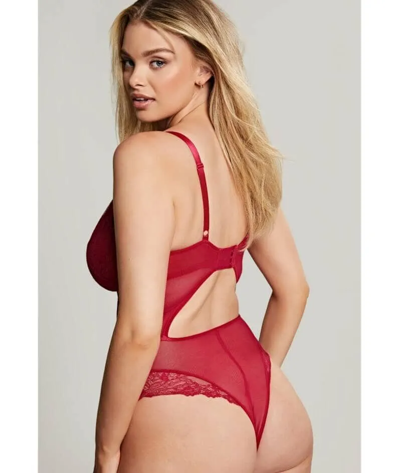 Panache Selena Underwire Plunge Bodysuit - Ruby Red