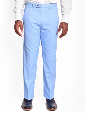 Pants | Regular Cut | 100% Cotton Chino Flat Front Pant | Light Blue