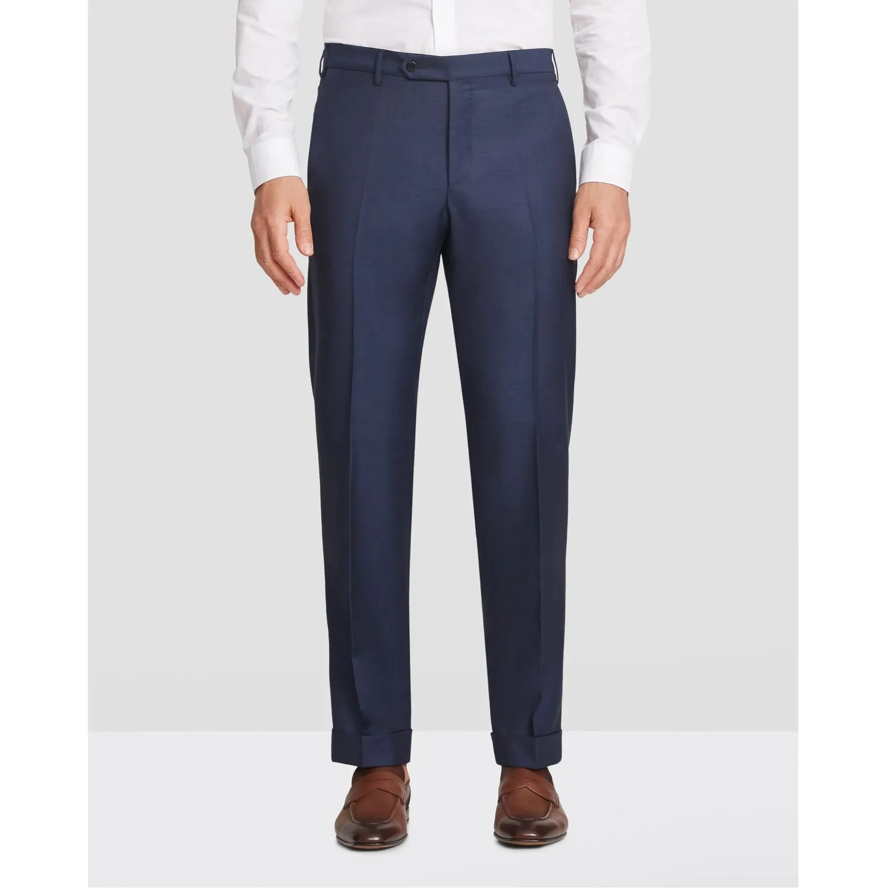 Parker Flat Front Sharkskin Wool Trouser in Navy (Modern Straight Fit) by Zanella