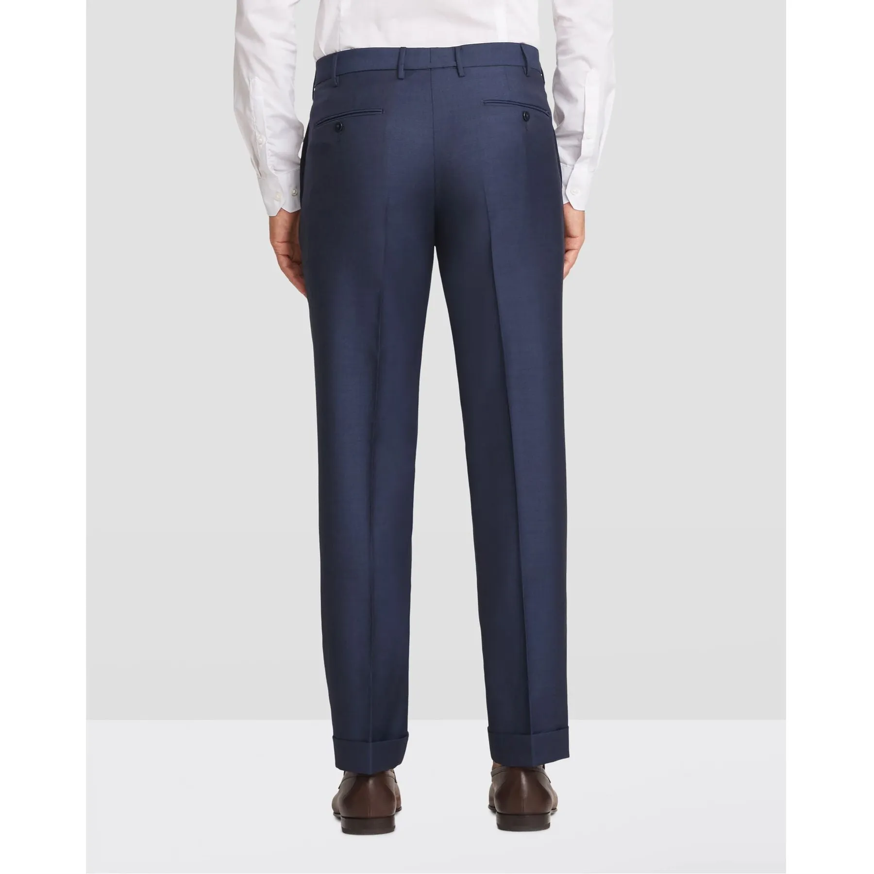 Parker Flat Front Sharkskin Wool Trouser in Navy (Modern Straight Fit) by Zanella