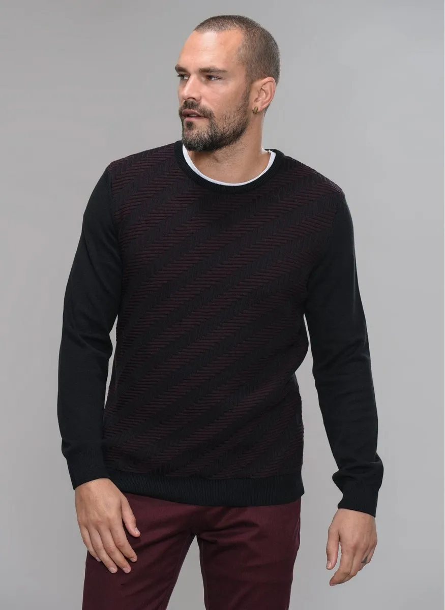 Patterned-Front Sweater in Dark Brown