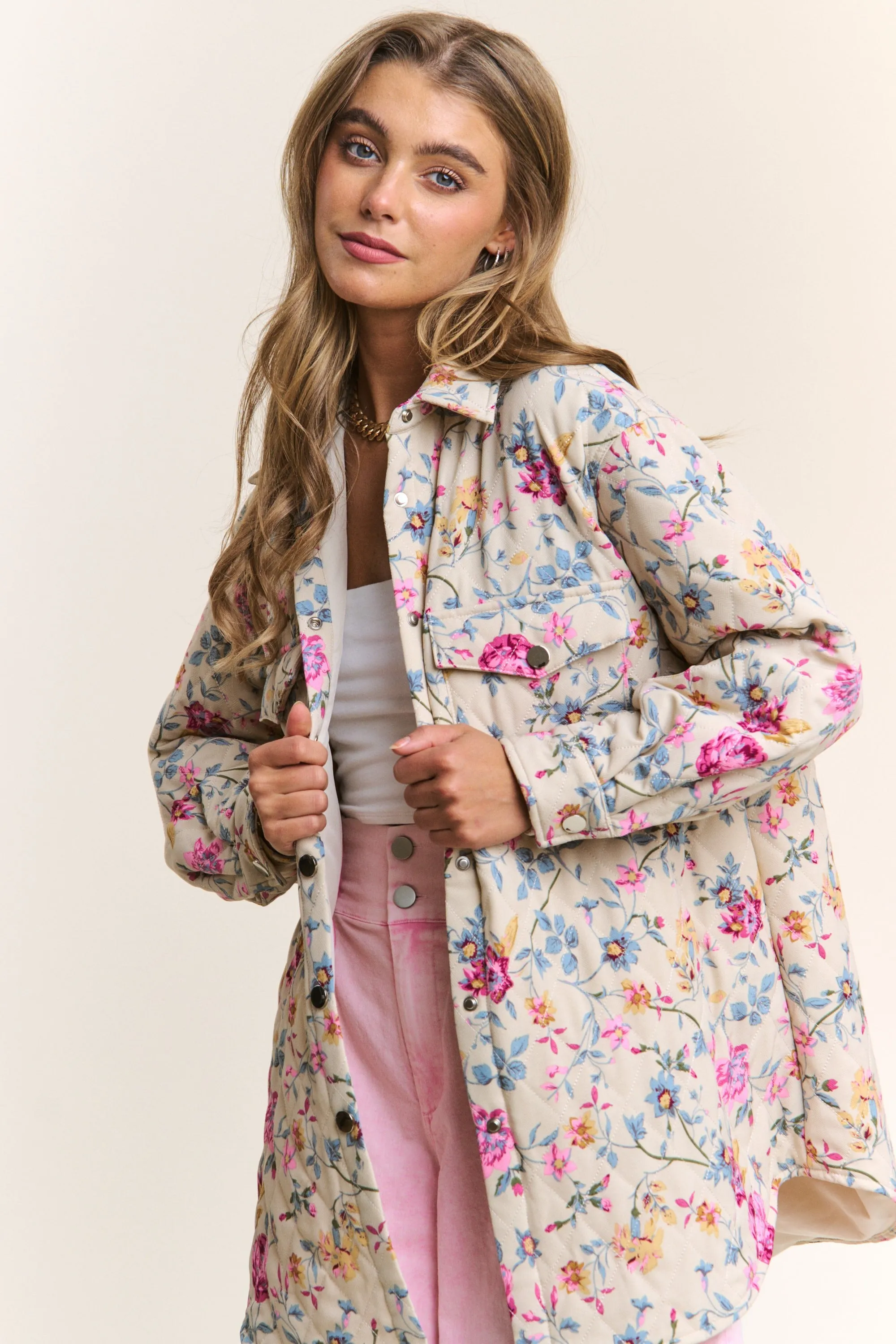 Penn Floral Quilted Oversized Button Down Jacket  *FINAL SALE*