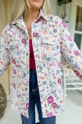 Penn Floral Quilted Oversized Button Down Jacket  *FINAL SALE*