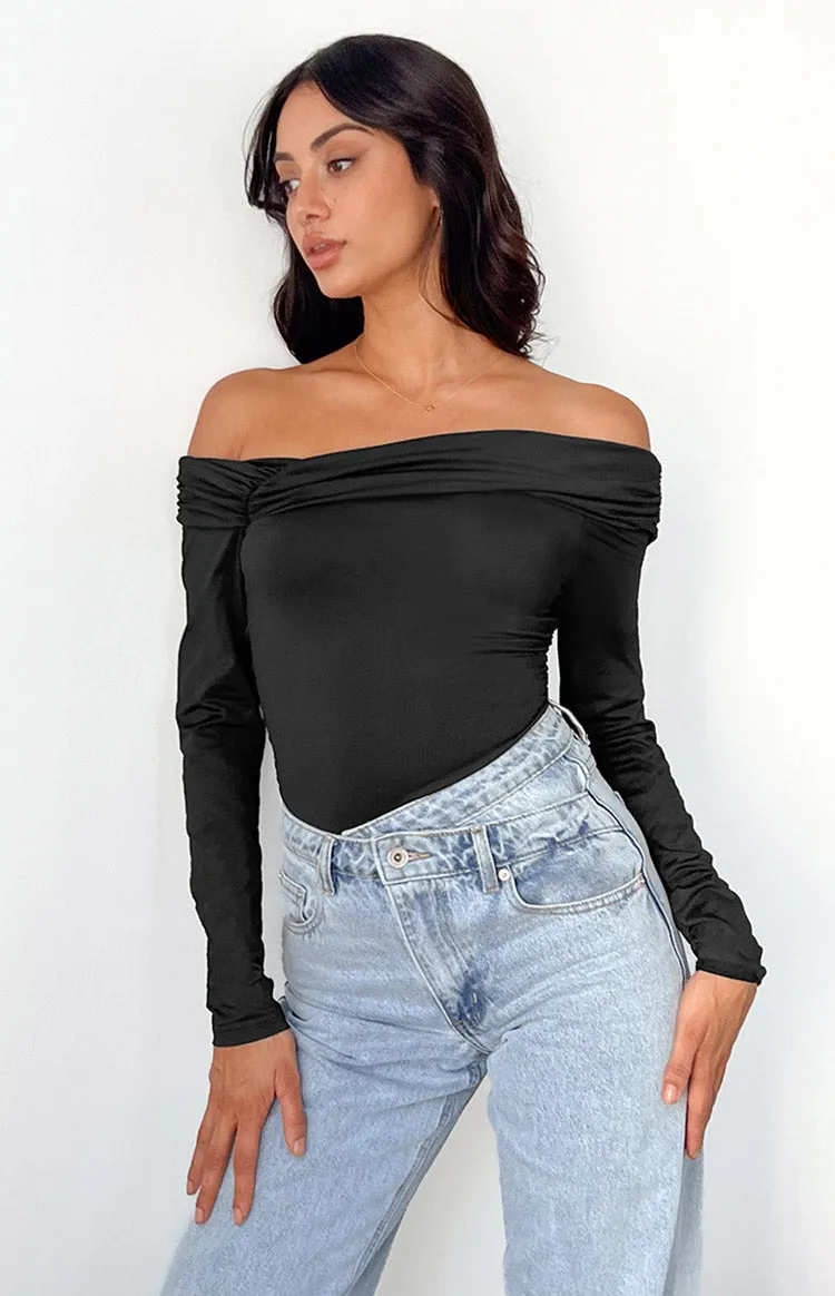 Phoenix Black Off Shoulder Bodysuit