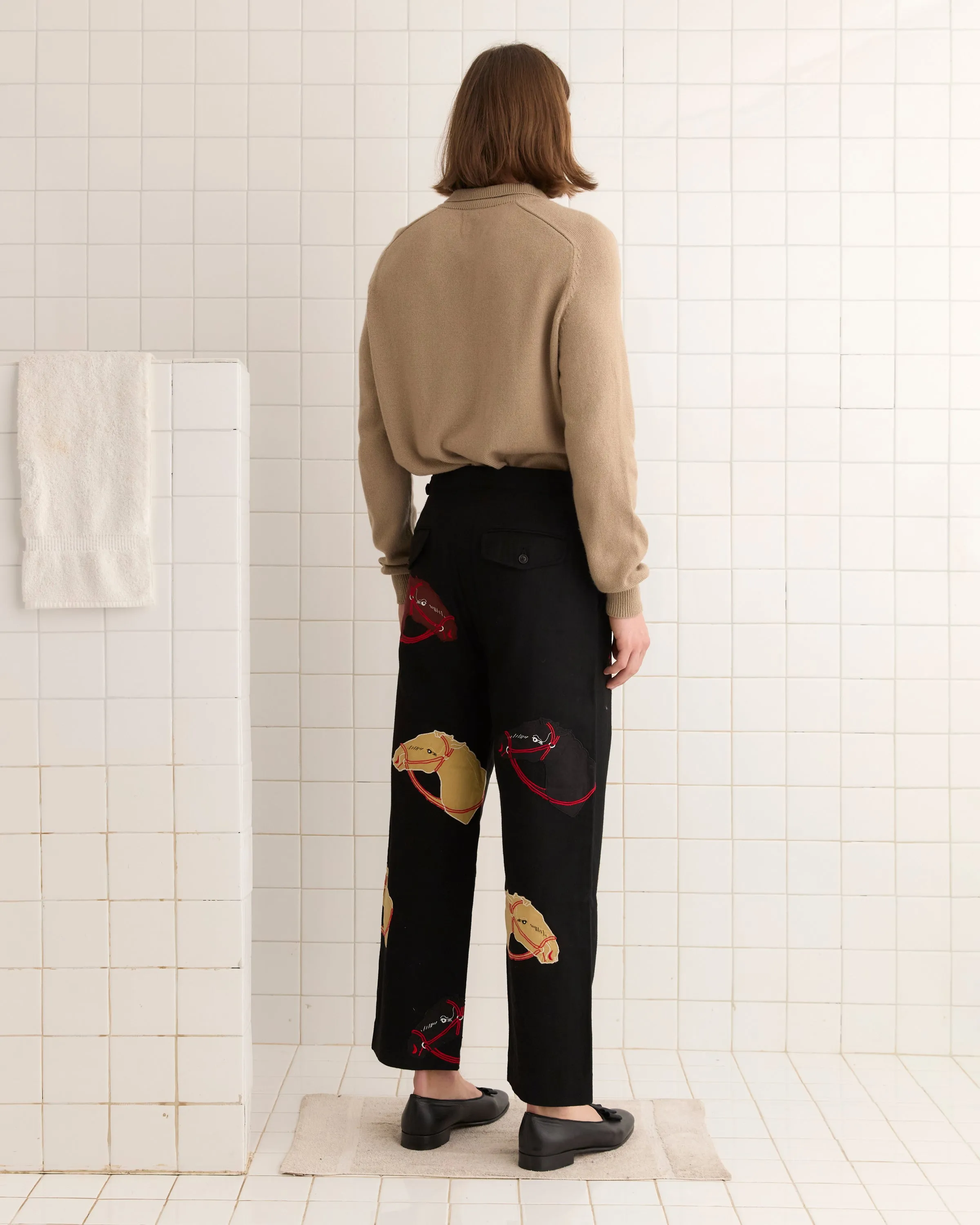 Pony Appliqué Trousers - Black