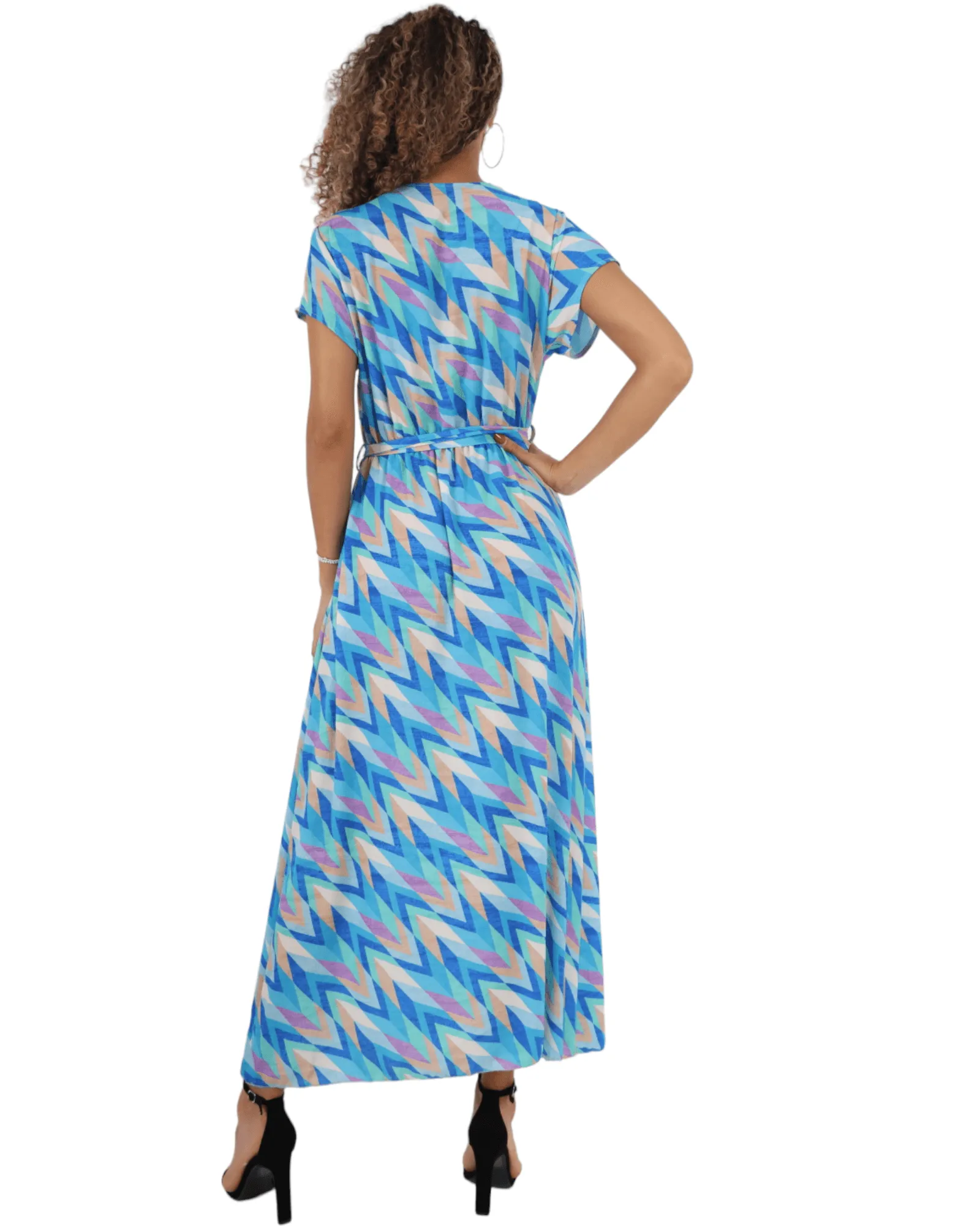 Printed Wrap Over Maxi Dress