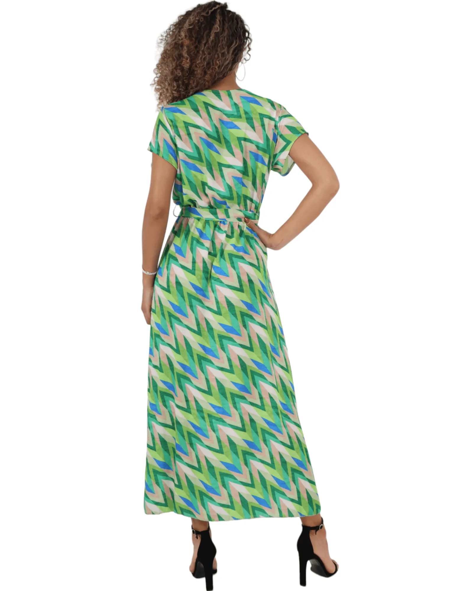 Printed Wrap Over Maxi Dress