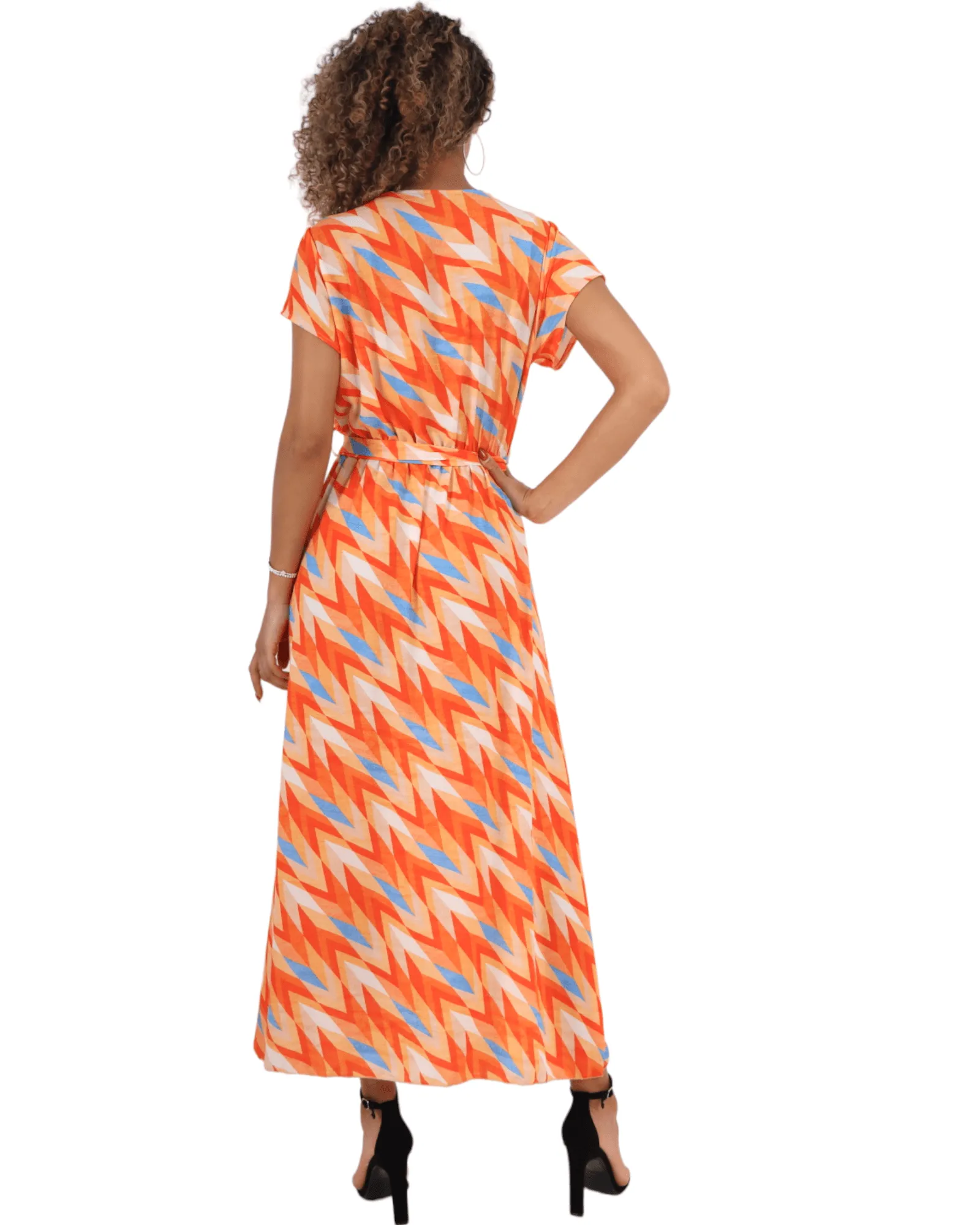 Printed Wrap Over Maxi Dress