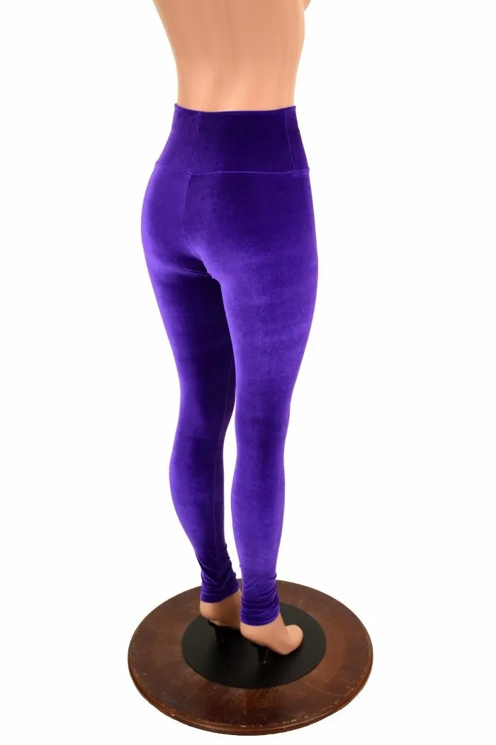 Purple Velvet High Waist Leggings