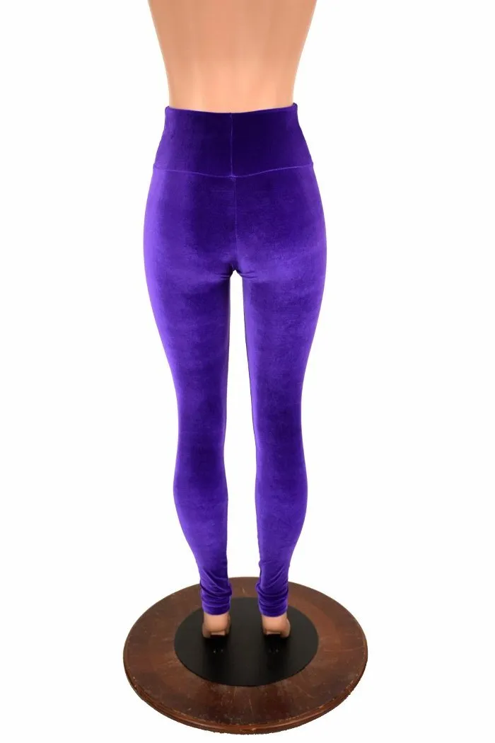 Purple Velvet High Waist Leggings