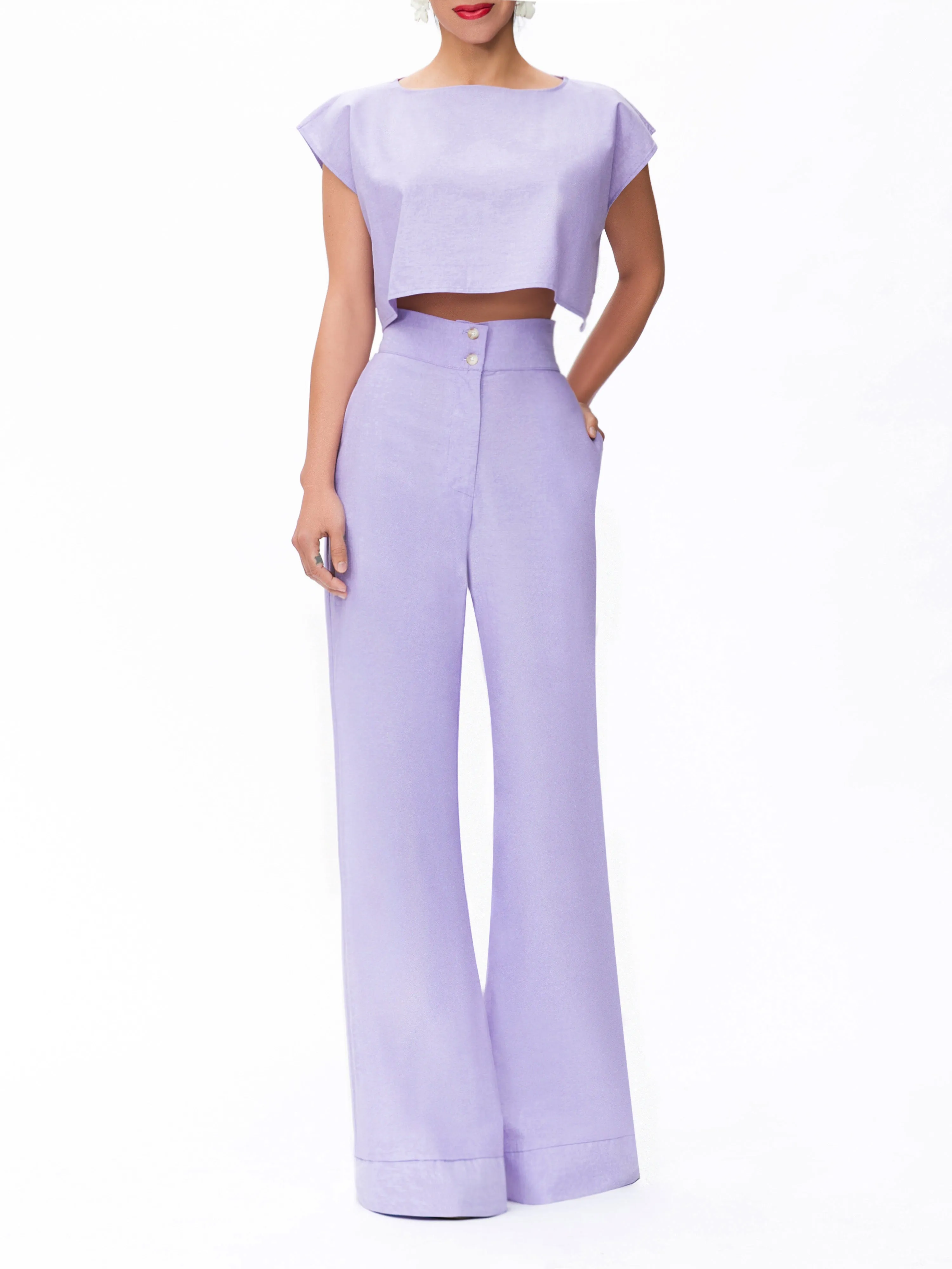 "Tahiti" Lavender High Waist Pants