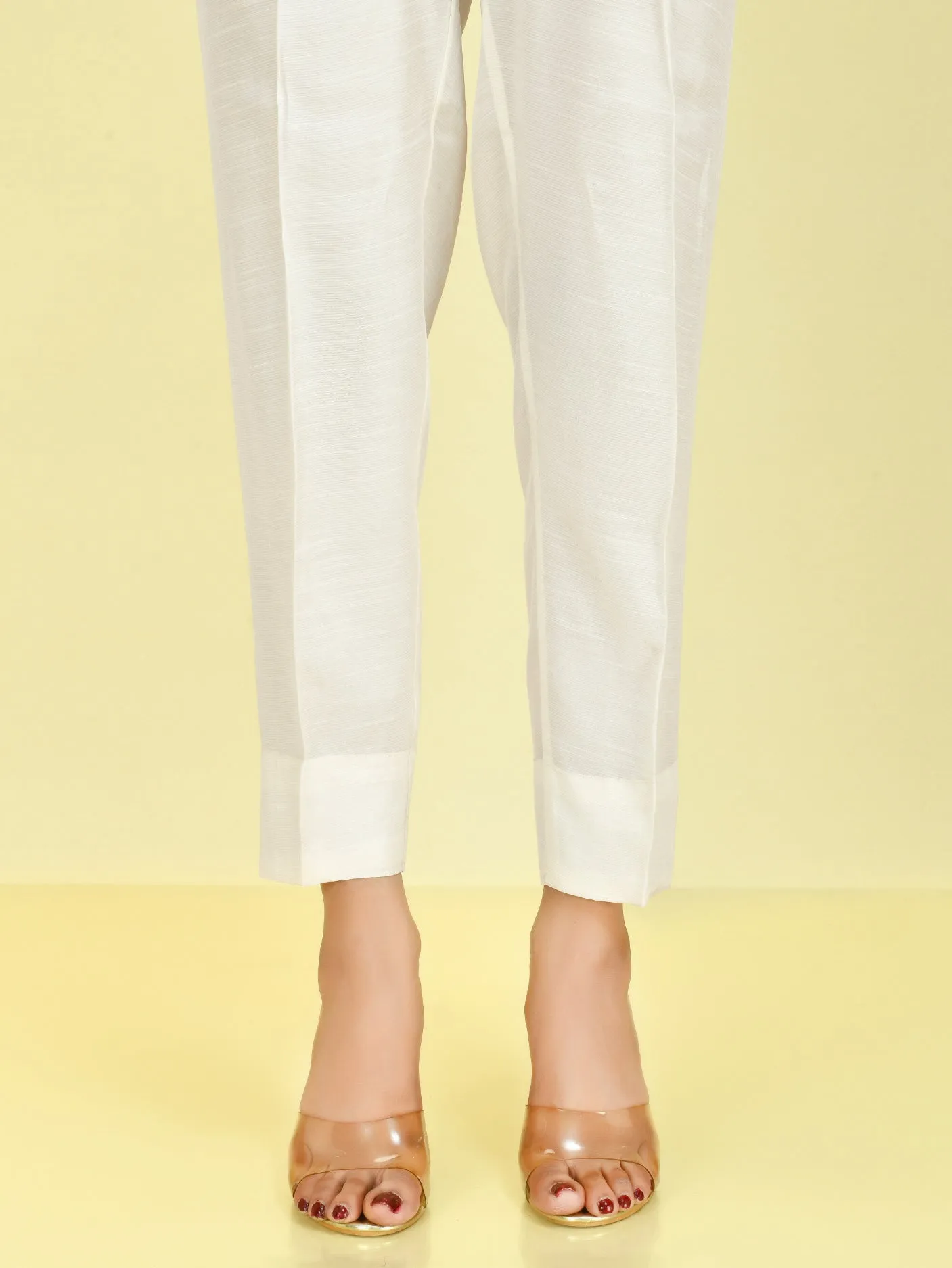 Raw Silk Trousers -Cream