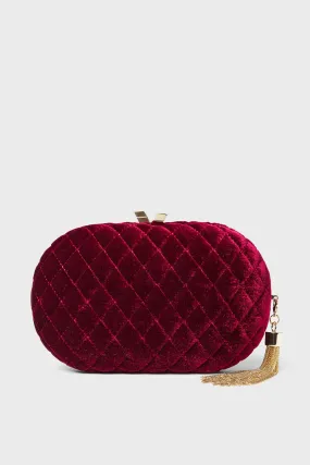 Red Rikki Quilted Velvet Clutch