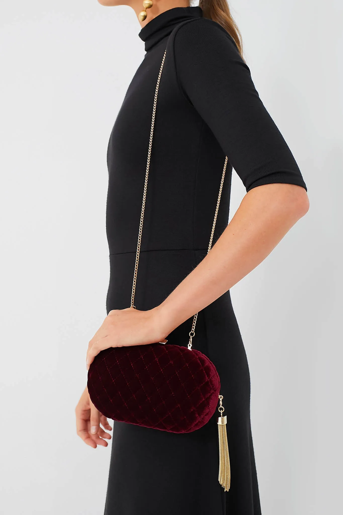 Red Rikki Quilted Velvet Clutch