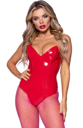 Red vinyl bodysuit