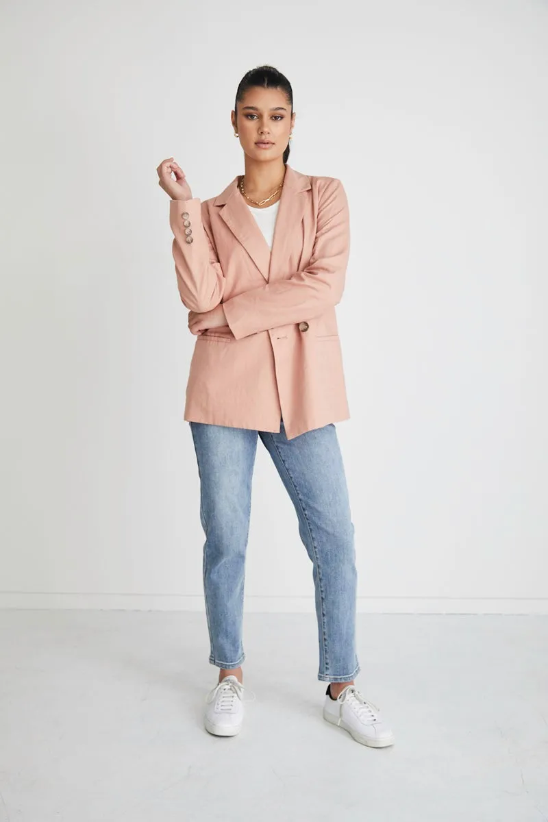 RE:UNION - Constant Blush Linen Blazer - Blush