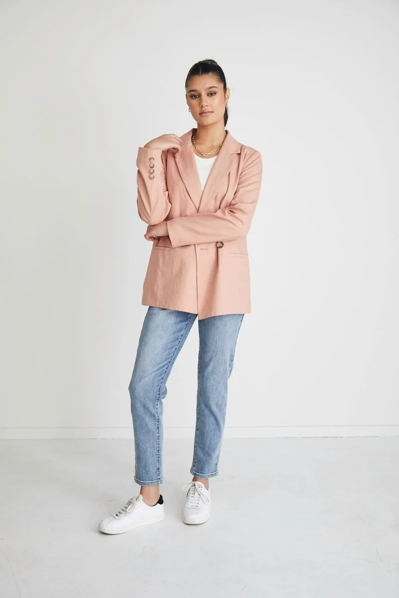 RE:UNION - Constant Blush Linen Blazer - Blush