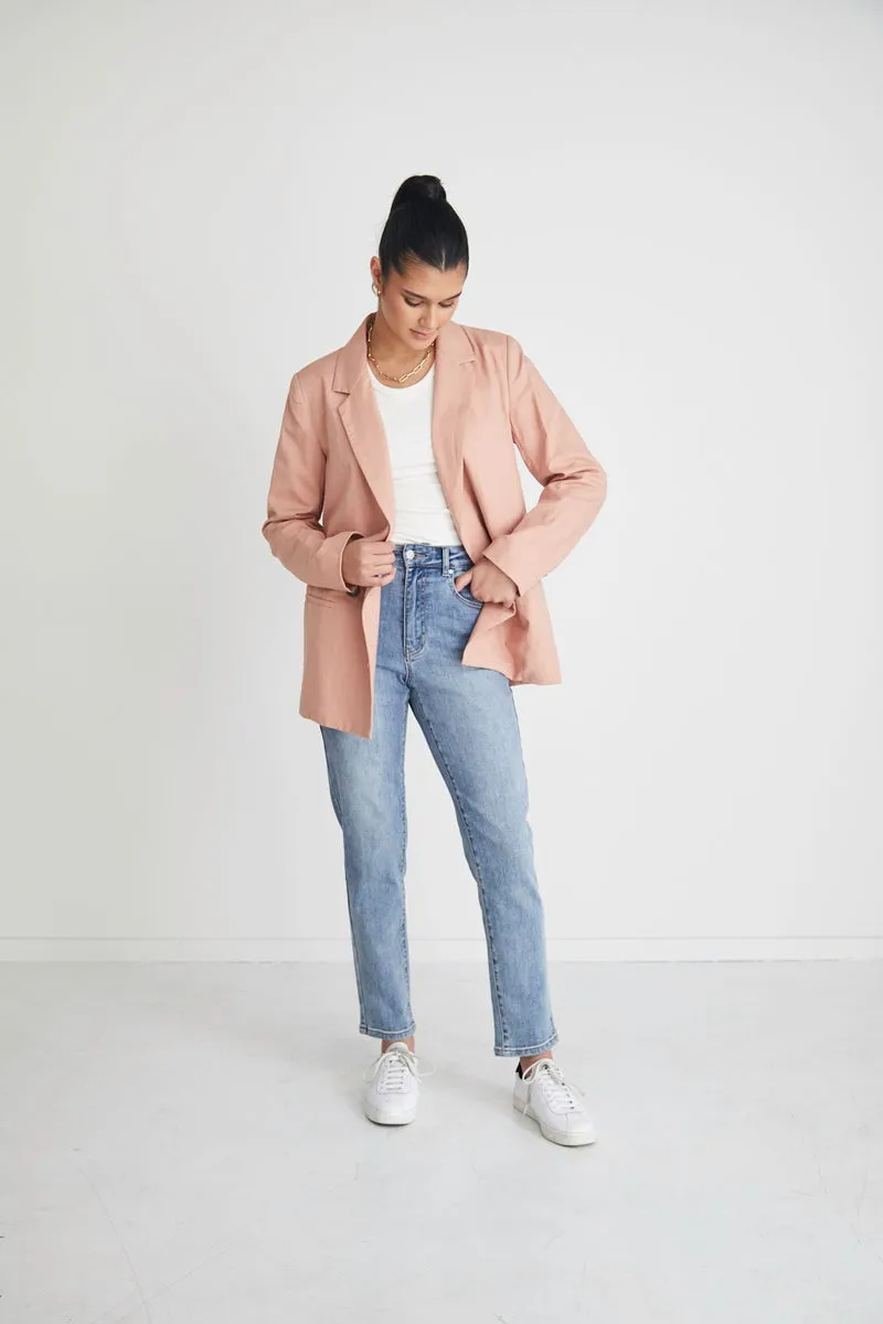 RE:UNION - Constant Blush Linen Blazer - Blush