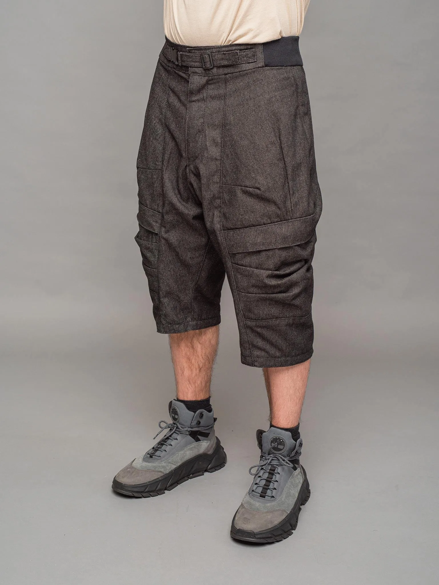 Rhidian  Men's Drop Crotch Cargo Shorts - 12oz Denim