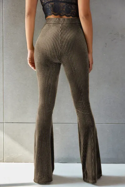 Ribbed High Waist Flare Pants