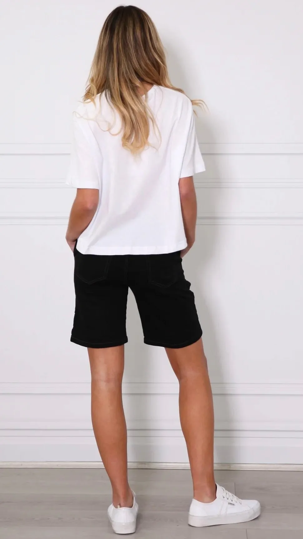 Riley Stretch Denim Shorts Black