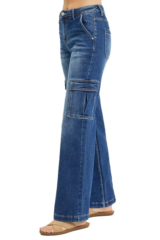 Risen Jeans - High Rise Wide Cargo Jeans - RDP5489