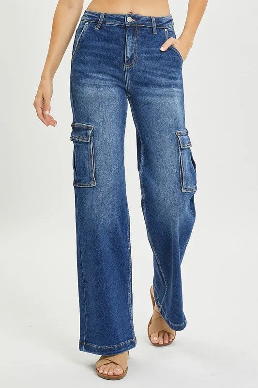 Risen Jeans - High Rise Wide Cargo Jeans - RDP5489