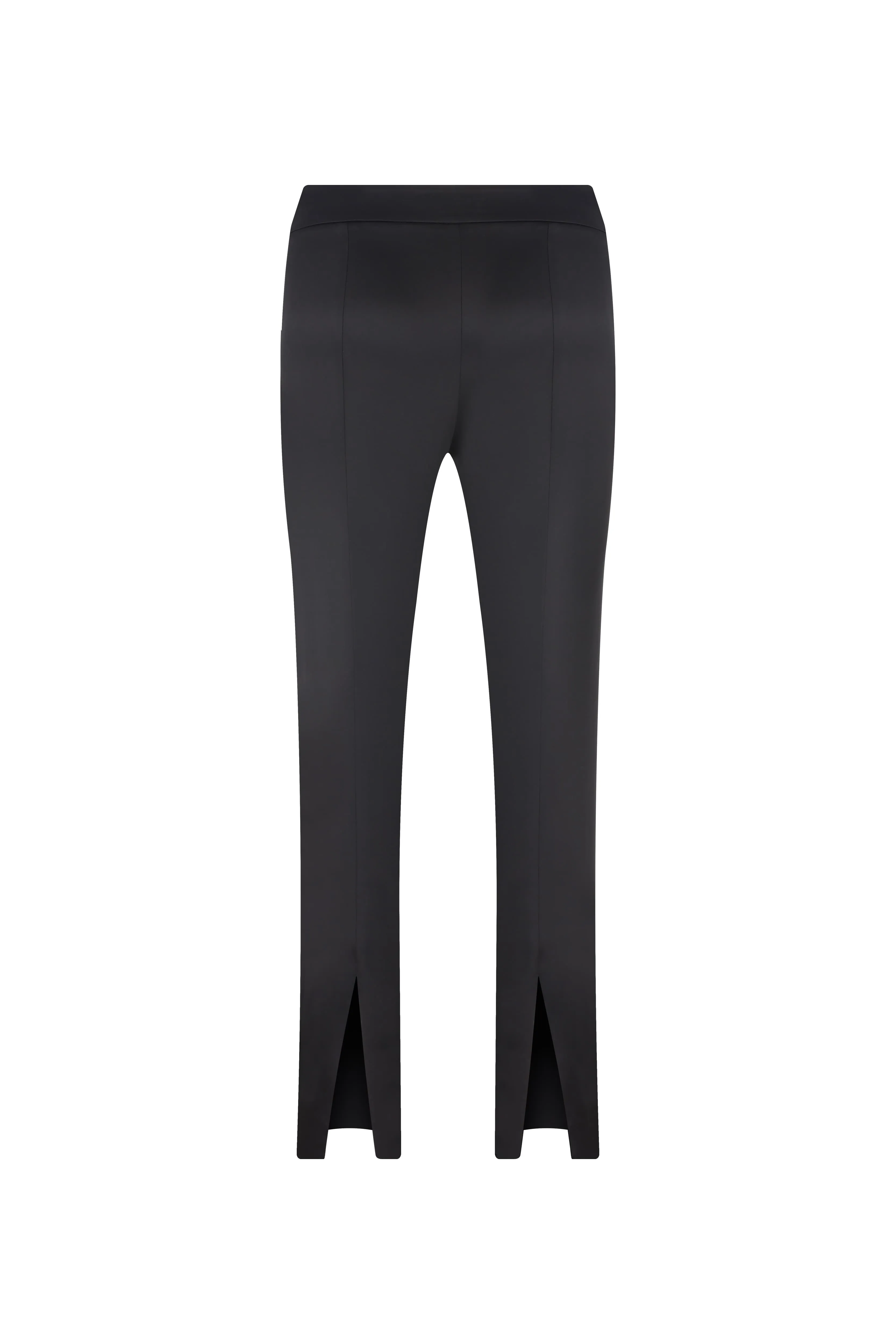 Roman Satin Slit Detailed Trousers Black