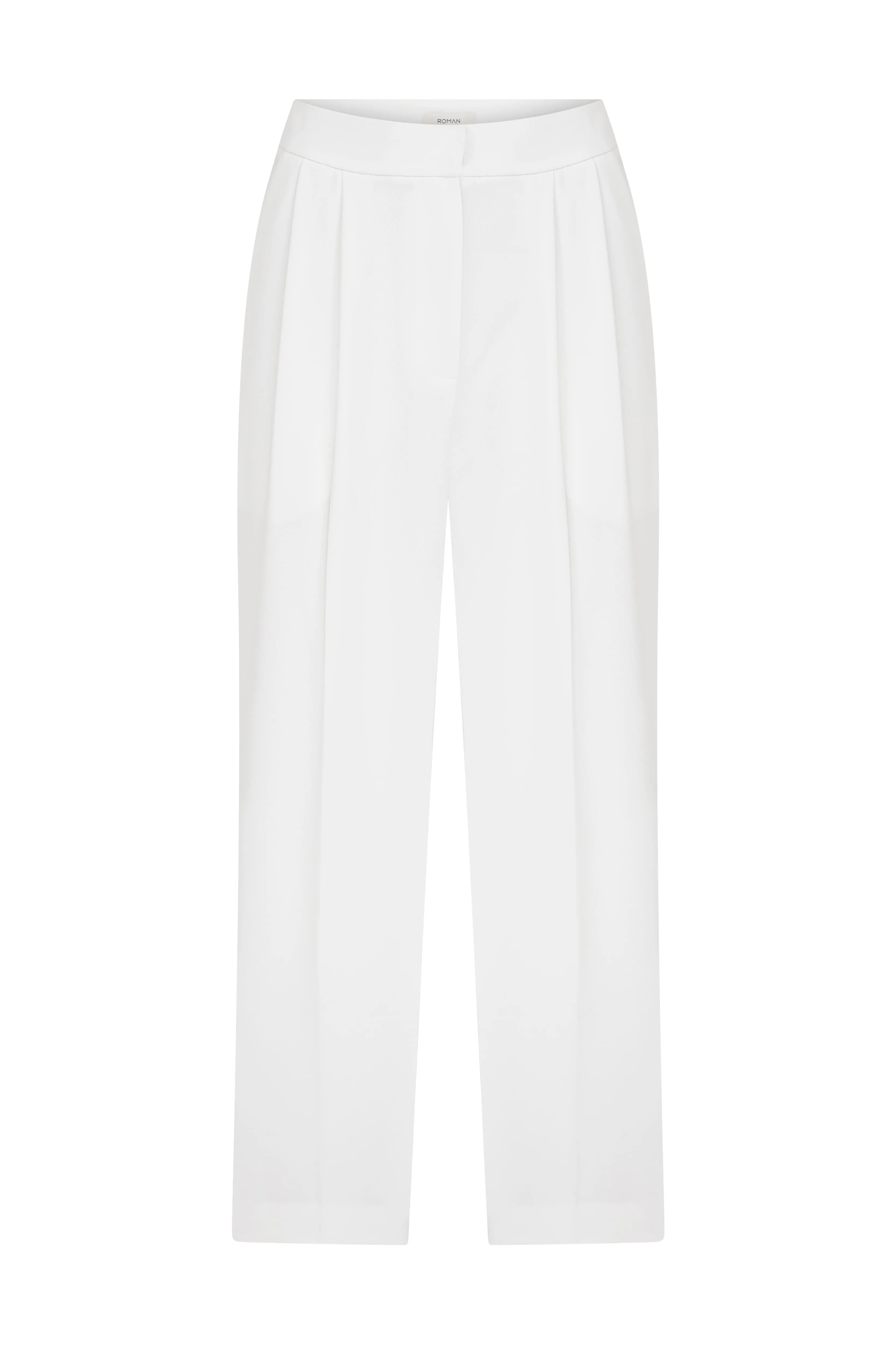 Roman Straight Cut Textured Trousers White