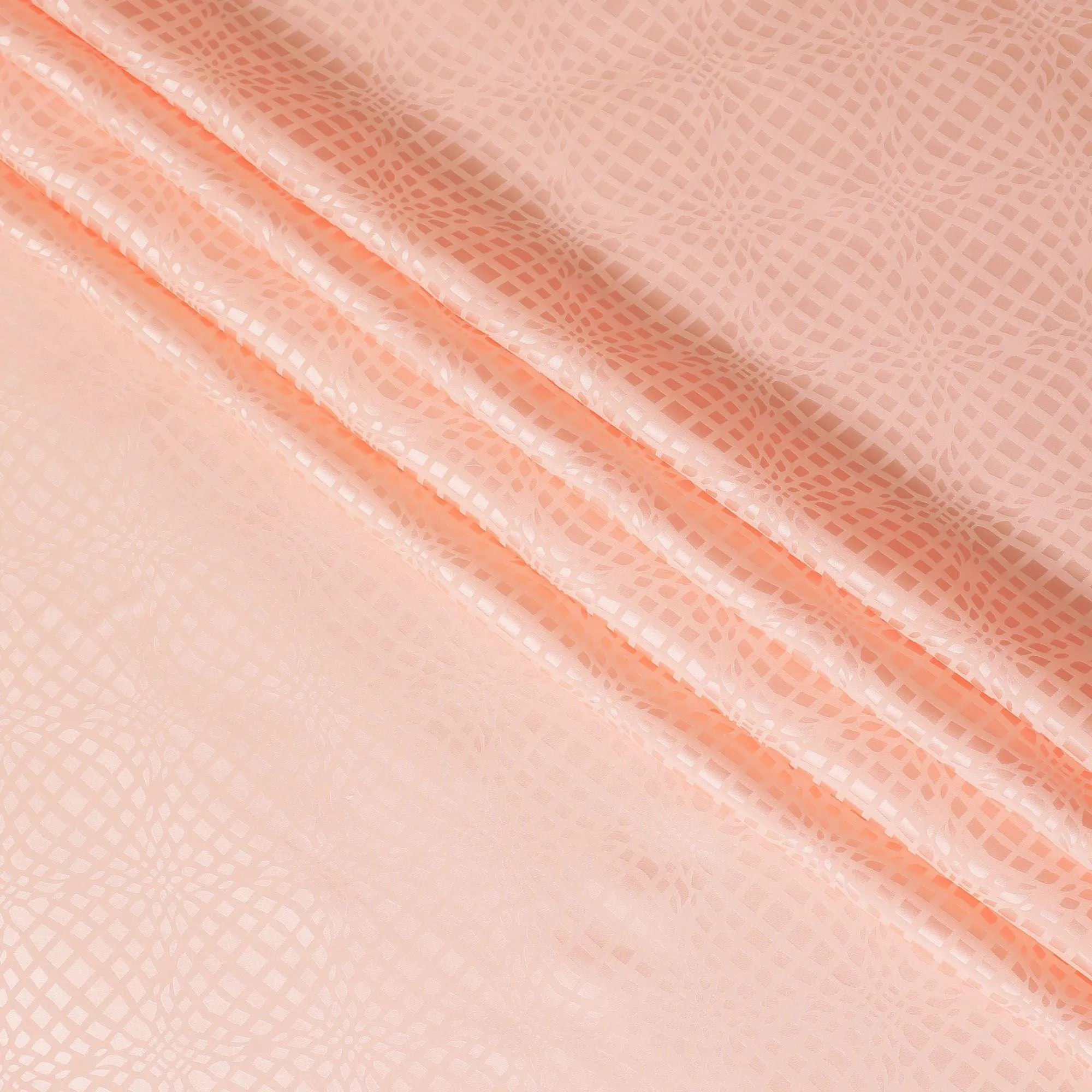 Rose pink premium pure silk crepe fabric with same tone jacquard in fancy design-D11954