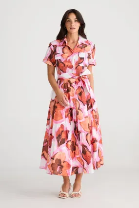 Rossellini Short Sleeve Dress in Azalea