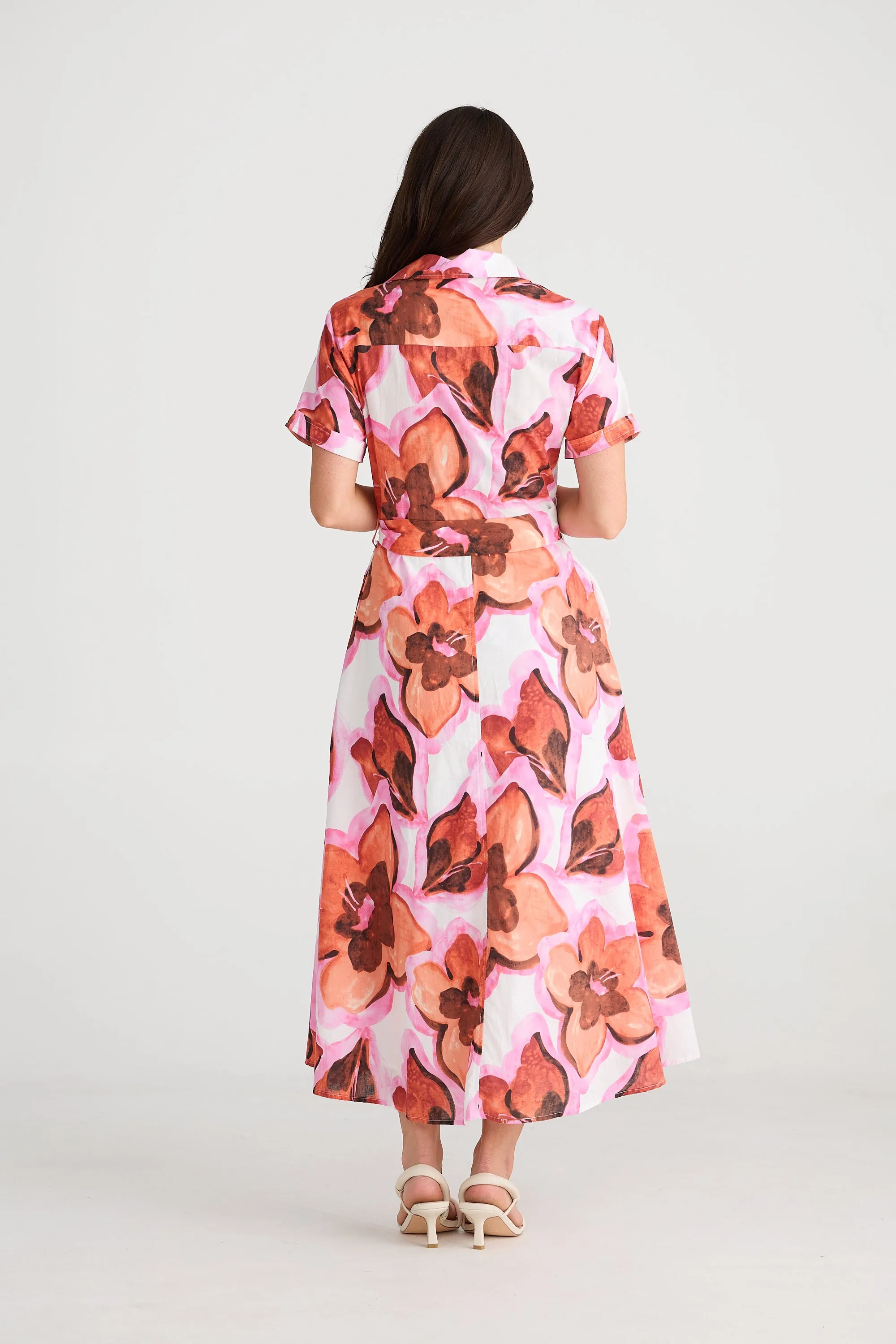 Rossellini Short Sleeve Dress in Azalea