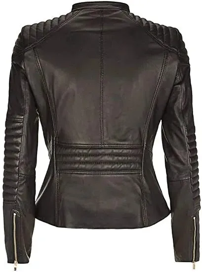 RW Authentic Sheepskin  Black Biker Stylish Jacket