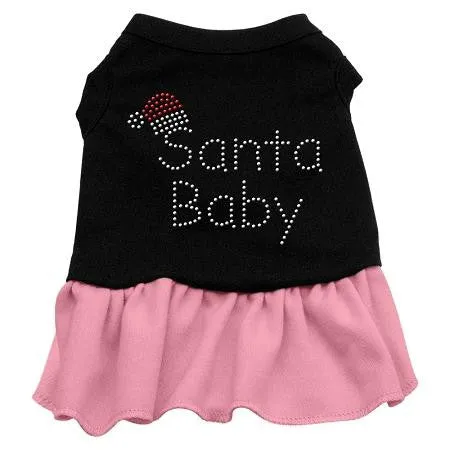 Santa Baby Rhinestone Dress Black with Pink XL (16)