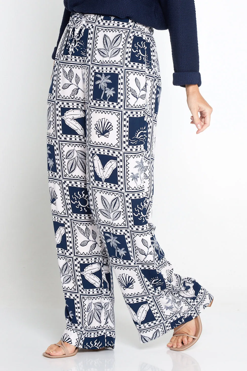 Seabreeze Pants - Navy/White Postcard