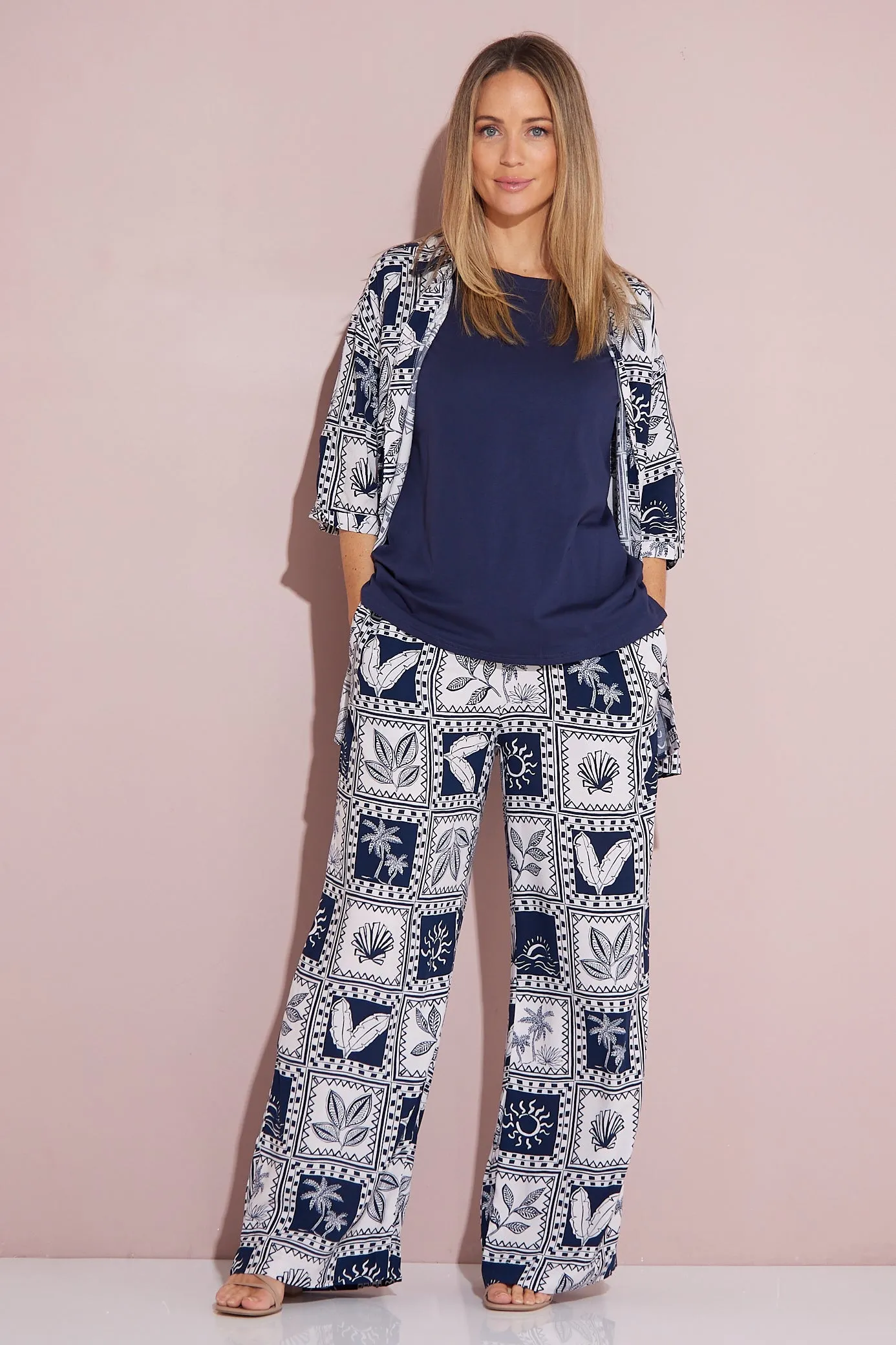 Seabreeze Pants - Navy/White Postcard